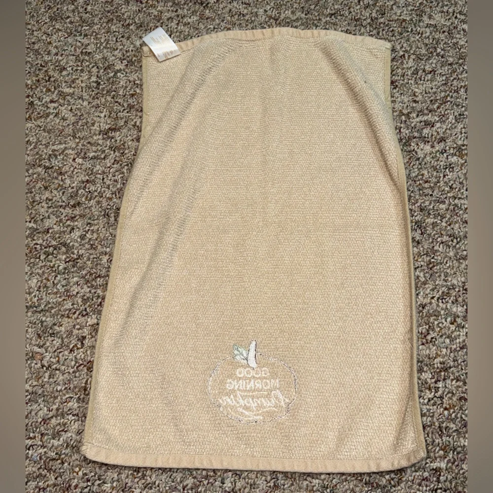 Good morning Pumpkin Beige‎ kitchen Towel with Pumpkin Design, autumn, fall